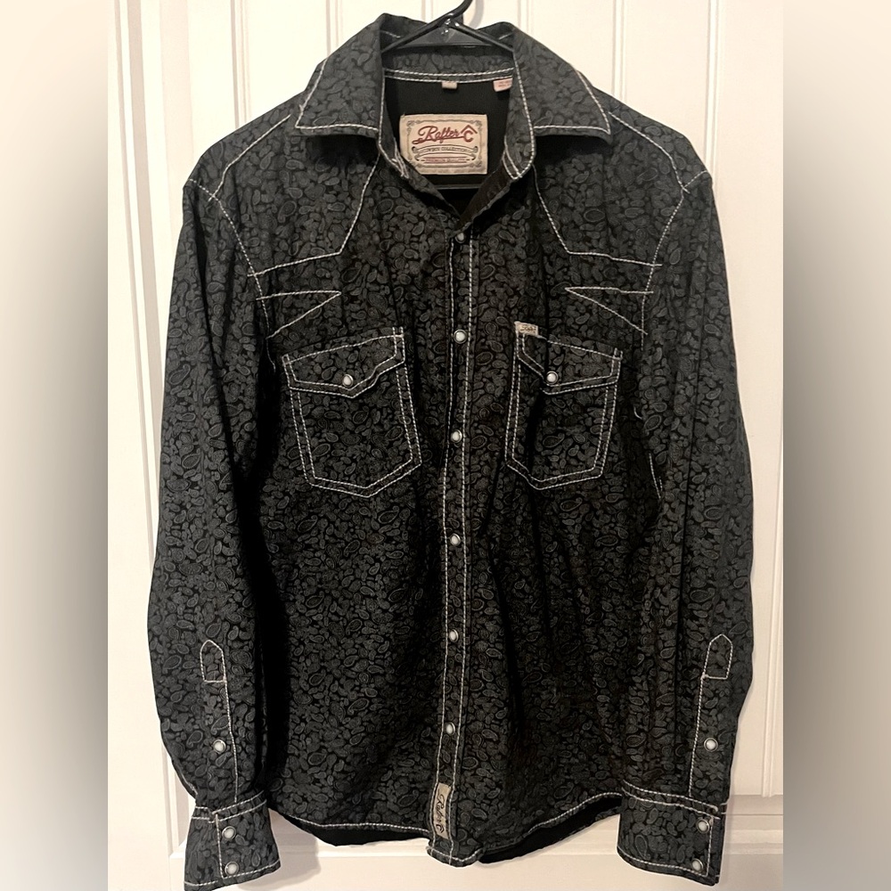 Rafter -Denim Colored Snap Button-Up Shirt